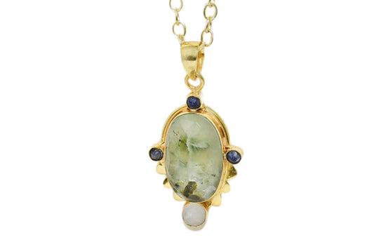 Green Rutilated Quartz Oval Pendant