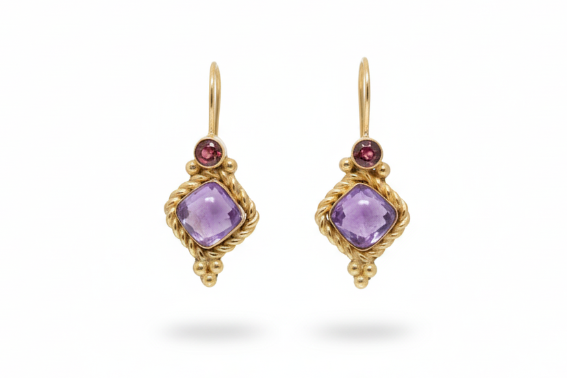 Handmade Amethyst gemstone earrings