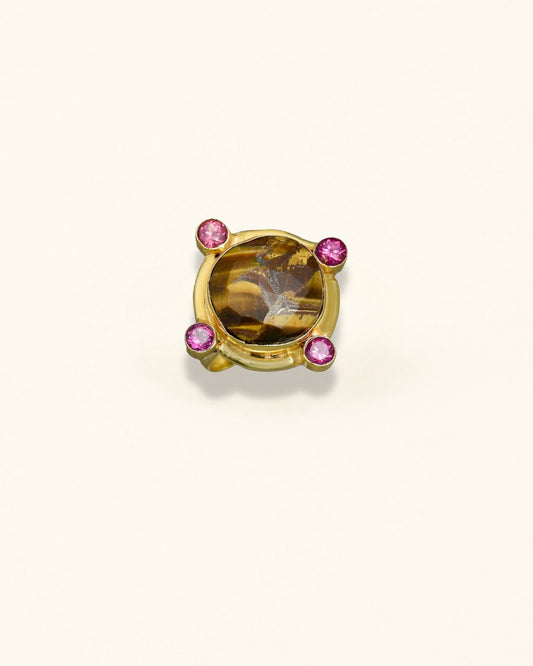 Handmade Checker Tiger Eye Ring