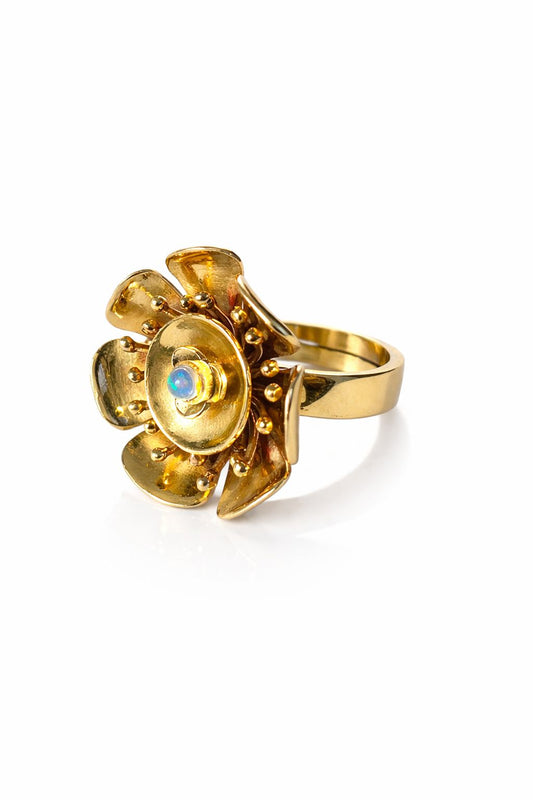 Handmade Buttercup blossom opal ring