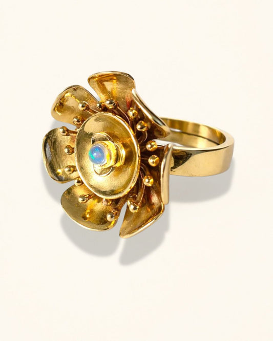 Handmade Buttercup blossom opal ring
