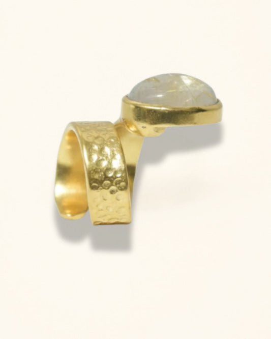 Handmade Golden Rutilated Quartz Cocktail Ring