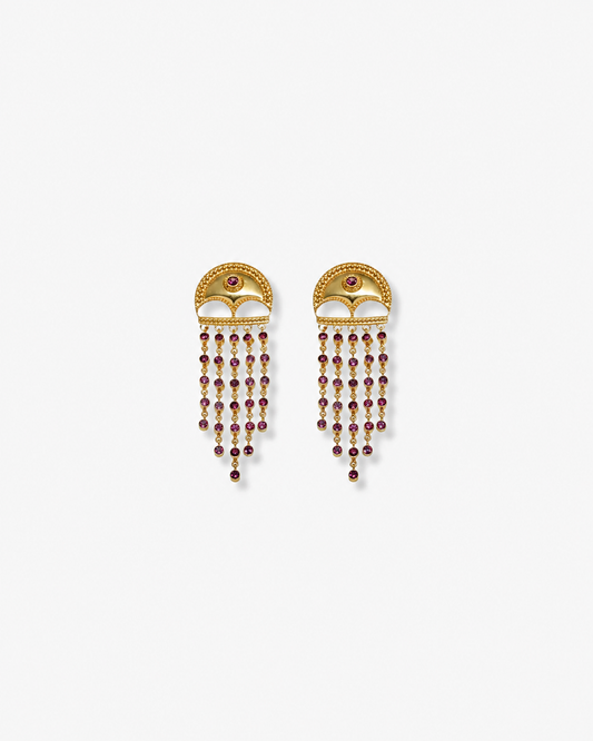 Handmade Lunar Cascade Rhodolite Earrings