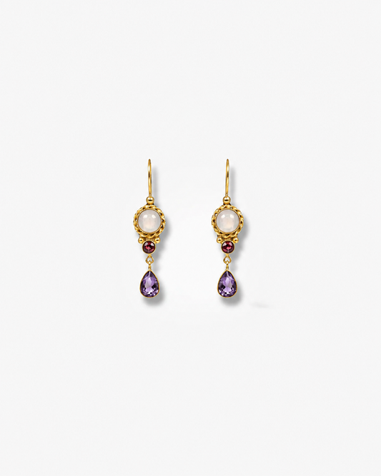 Handmade Moonstone And Amethyst Earrrings