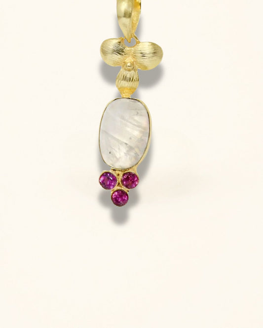 Handmade Moonstone And Rhodolite Pendant