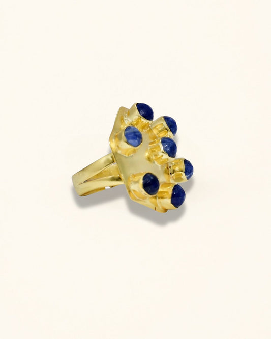 Handmade Natural Hexagon Sodalite Ring