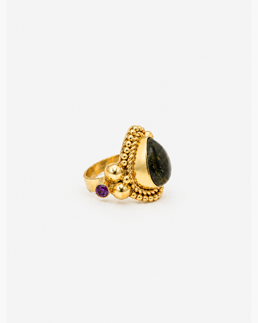 Handmade Pear Labradorite Boho Ring