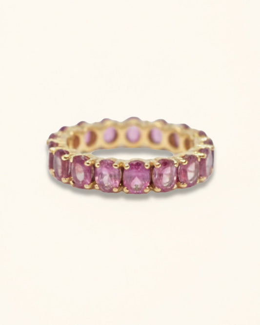 Handmade Rhodolite Oval Eternity Band Ring