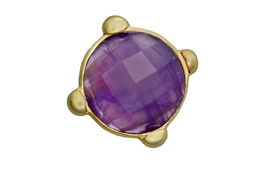 Handmade Round Amethyst Checker Ring3