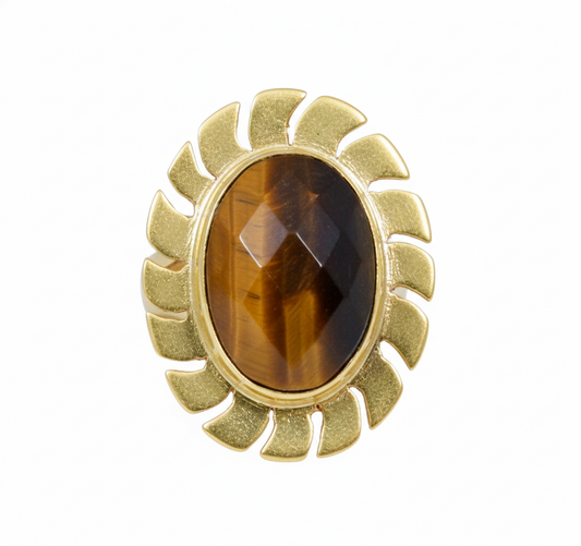 Handmade Vintage Checker Tiger Eye Ring