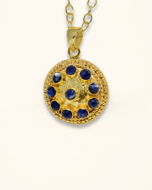 Handmade Checker-Cut Sodalite Pendant