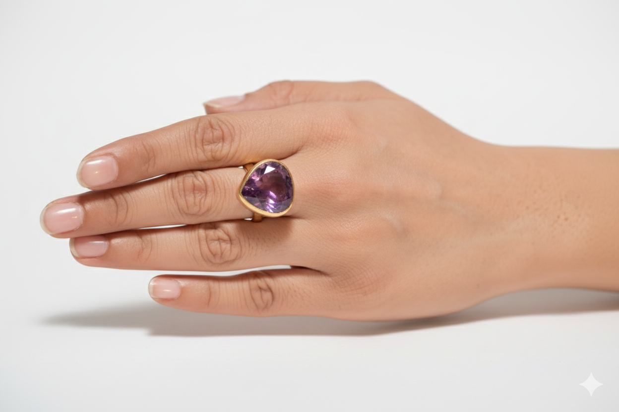 Handmade pear amethyst gemstone ring3