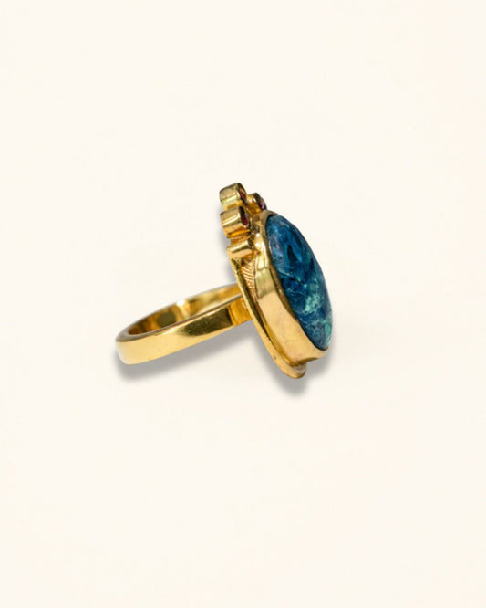 Handmade checkercut Shattuckite ring