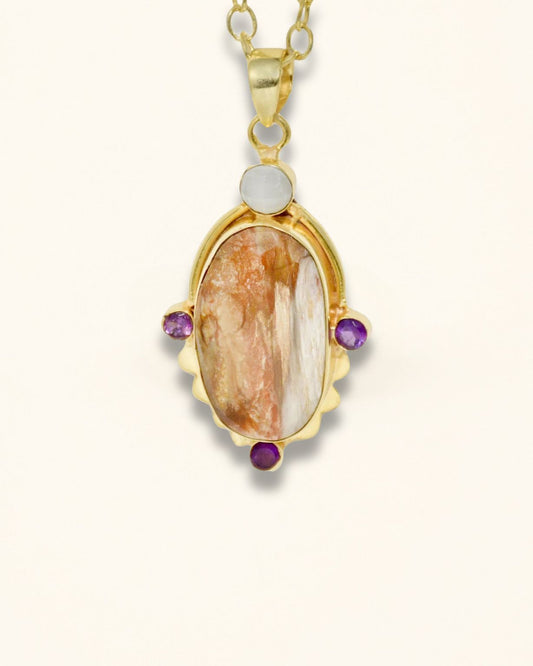 Handmade Pendant Featuring Checker-Cut Peanut Wood Jasper