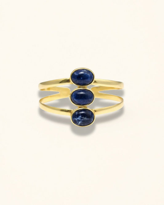 Handmade Trio Sodalite Cabochon Cuff Bracelet