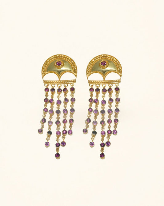 Handmade Lunar Cascade Rhodolite Earrings