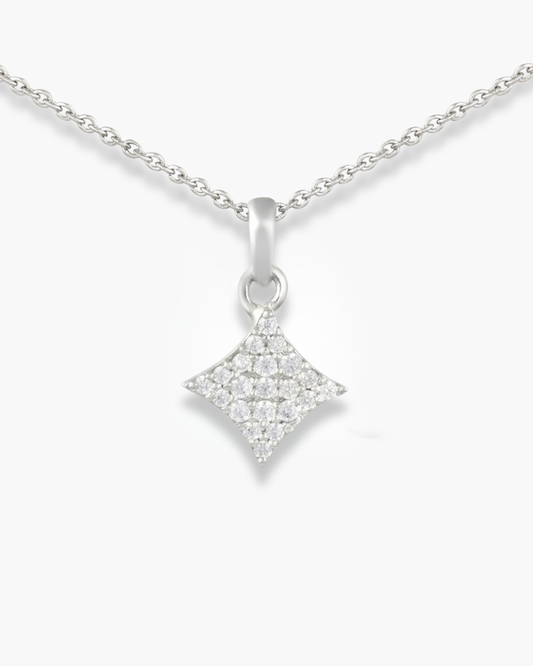 Pave Set Dainty Sliver Star Pendant