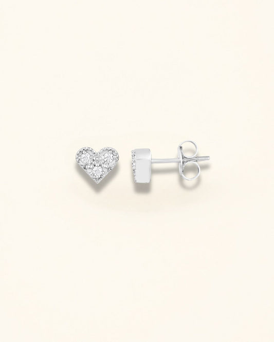 Silver Moissanite Heart Studs