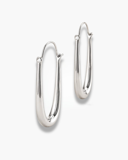 Silver Elongated Hoops