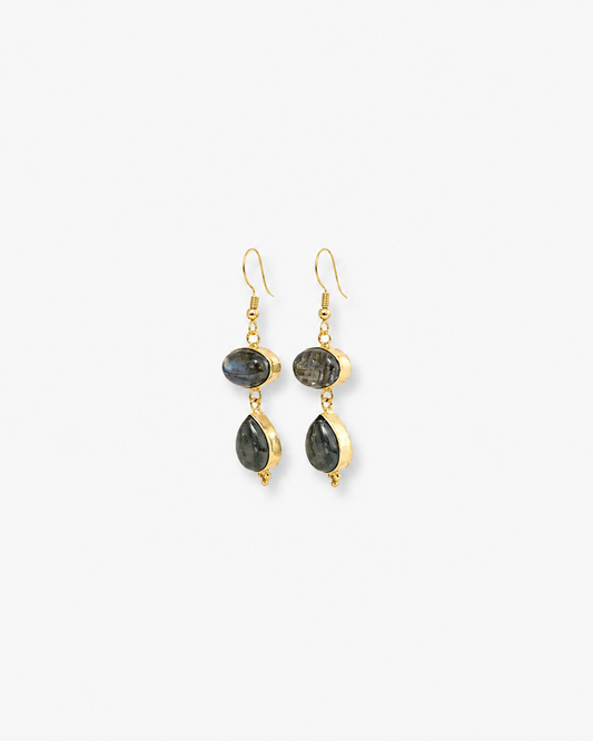 Handmade Dual Labradorite Cabochon Earring