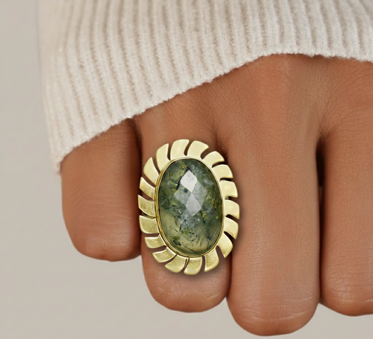 Handmade Tiger’s Eye in a checker-cut Ring