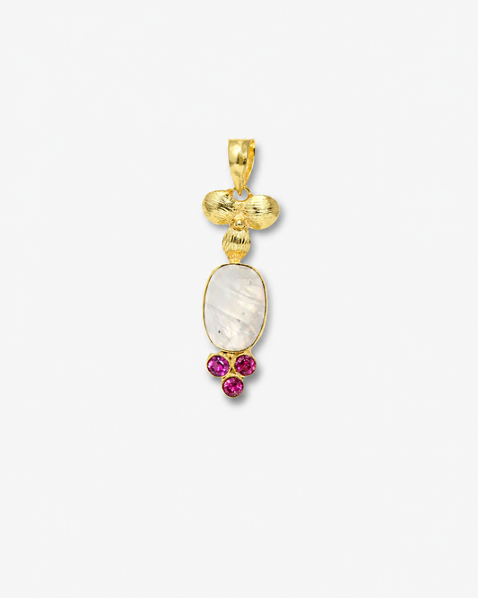 Handmade Moonstone And Rhodolite Pendant