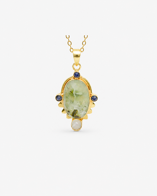Green Rutilated Quartz Oval Pendant