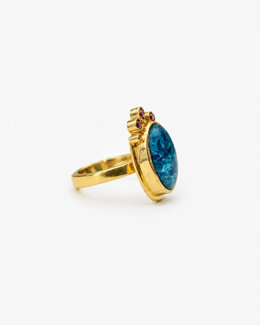 Handmade checkercut Shattuckite ring