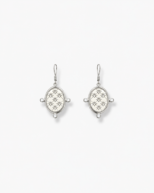 Silver Floral Moissanite Earrings