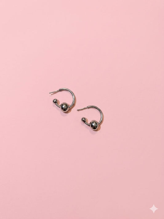 Silver Orbit Ball Earring