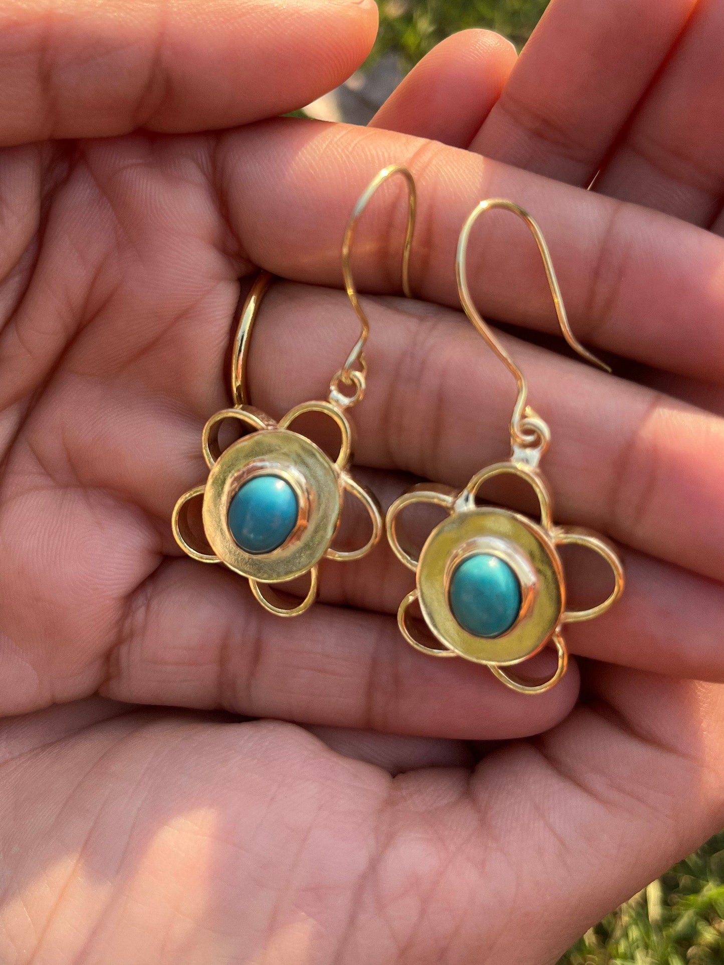 Handmade Turquoise Bloom Earring