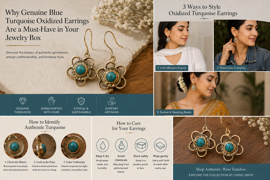 Style Guide: Genuine Blue Turquoise Oxidized Earrings