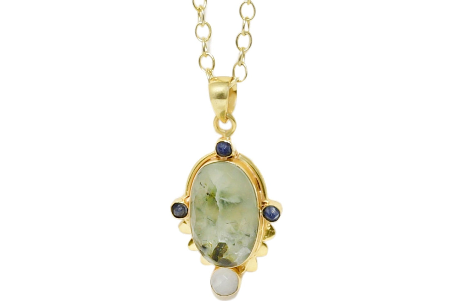 Green Rutilated Quartz Oval Pendant