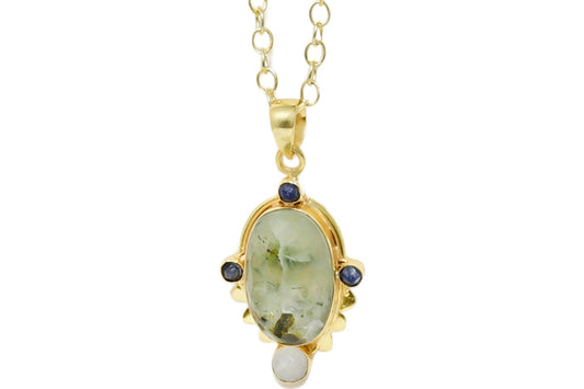 Green Rutilated Quartz Oval Pendant