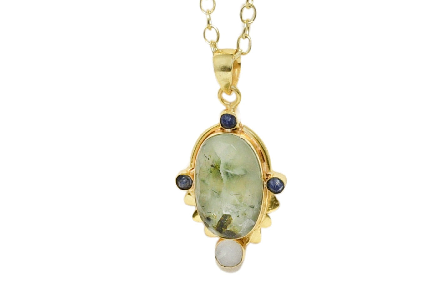 Green Rutilated Quartz Oval Pendant
