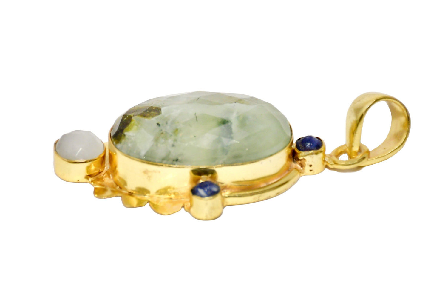Green Rutilated Quartz Oval Pendant