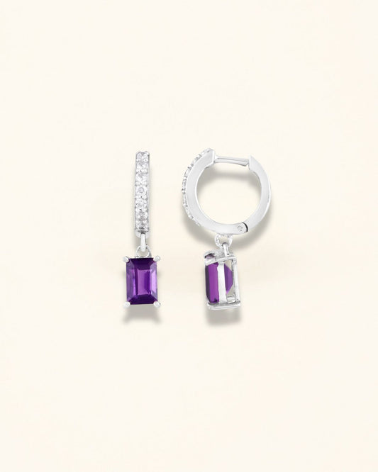 Amethyst Moissanite Drop Earring