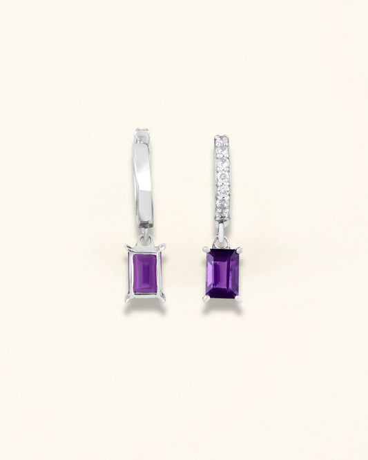 Amethyst Moissanite Drop Earring
