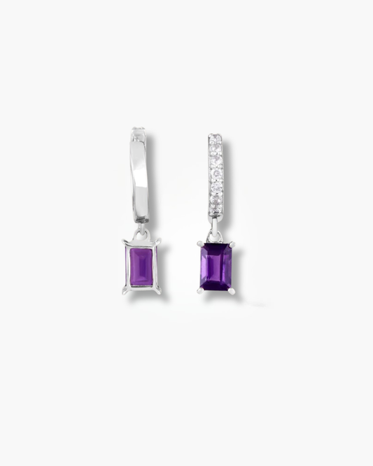 Amethyst Moissanite Drop Earring