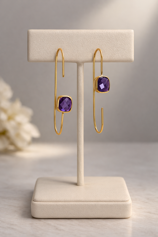 handmade amethyst dropm earring