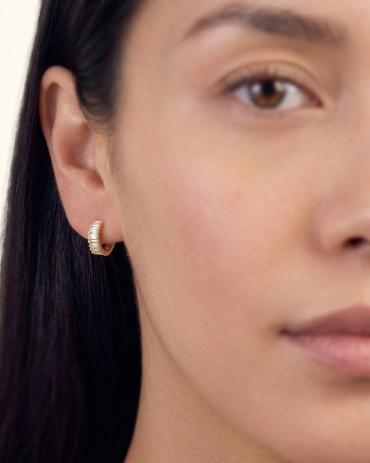 Baguette CZ Huggie Earrings