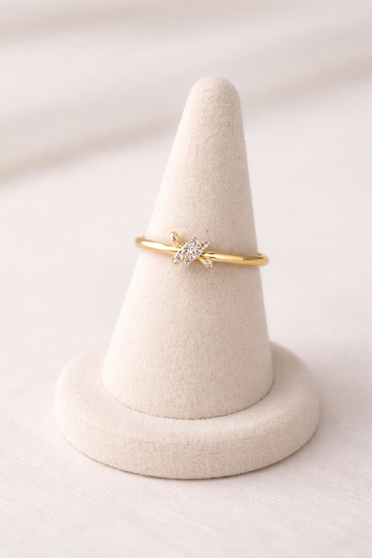 Silver moissanite Knot Ring