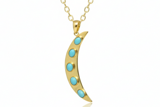 Handmade Crescent Moon Turquoise Pendant