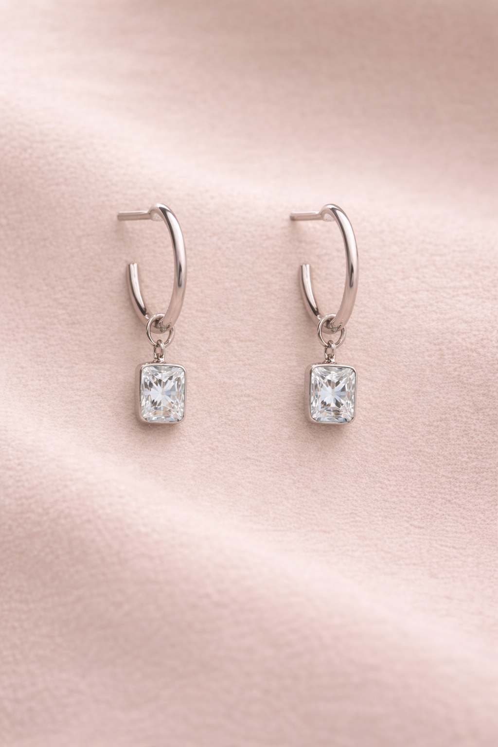 Silver open Drop Hoops Earrings