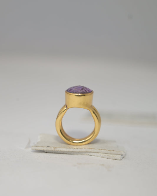 Handmade Checker Cut Oval Amethyst