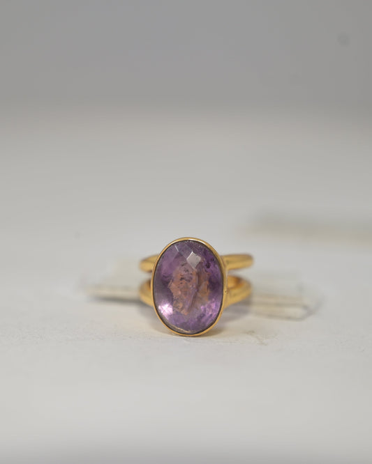 Handmade Checker Cut Oval Amethyst