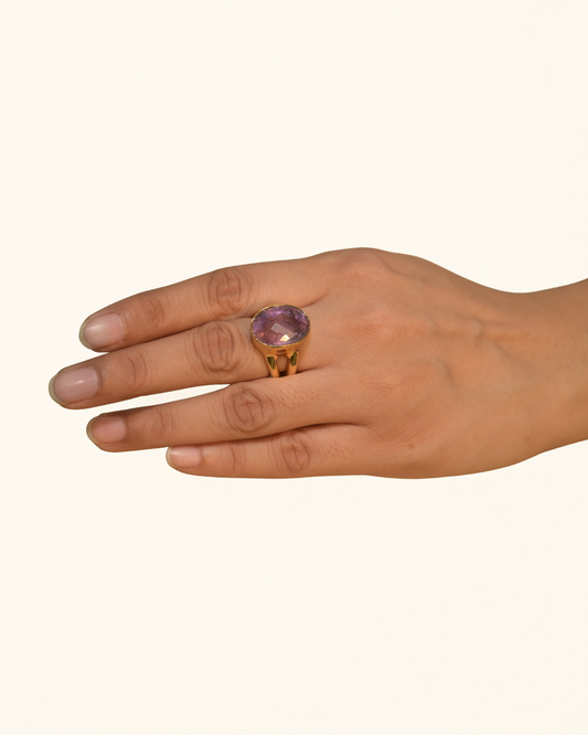Handmade Checker Cut Oval Amethyst