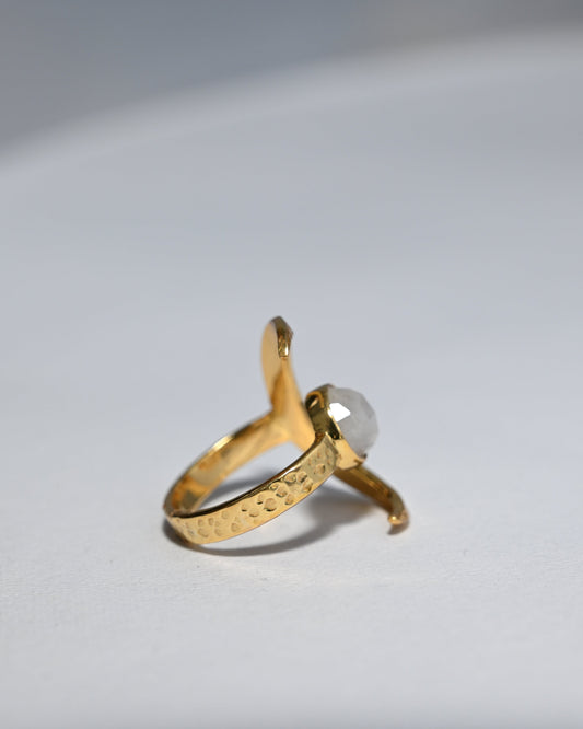 Handmade moonstone crescent ring