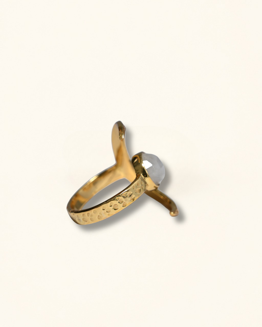 Handmade moonstone crescent ring