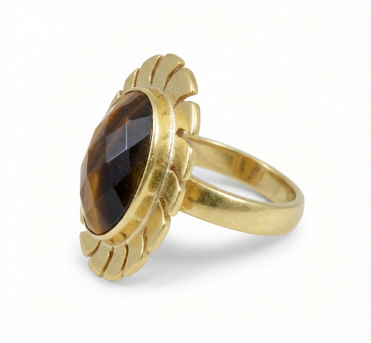 Handmade Vintage Checker Tiger Eye Ring